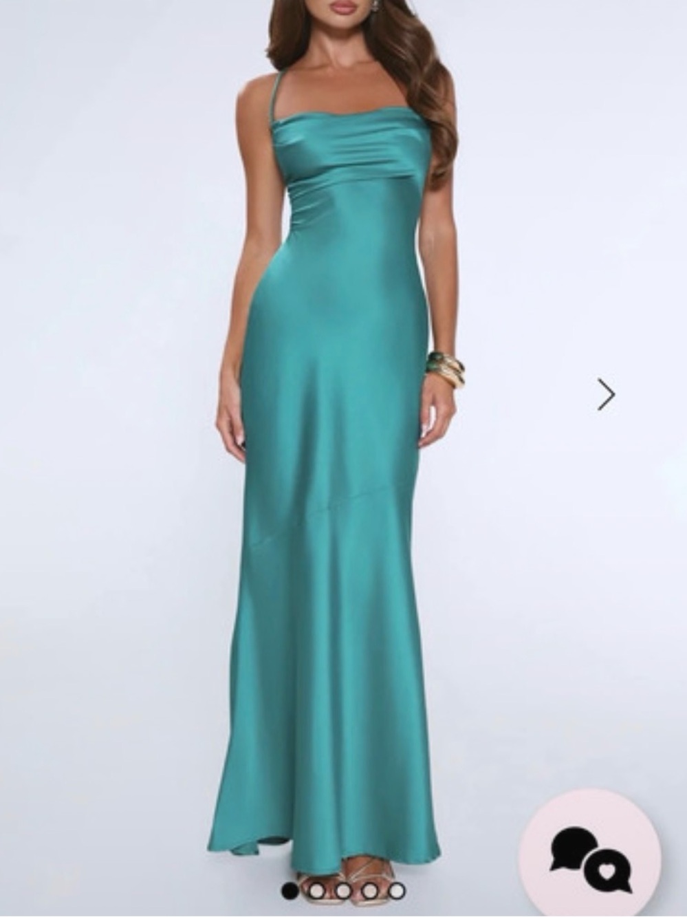 Hello Molly Teal Satin Slip Maxi Dress